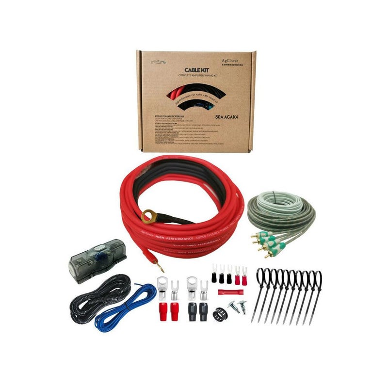 AgClover 4 Gauge CCA Amplifier Installation Wiring Kit 1000W Power Handling Complete Amp Wire Kit for High-Performance Car Audio Systems, Delivers Clear Power to Subwoofers, Speakers, and Head Units - Image 1